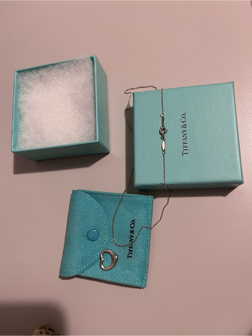 Tiffany & Co. Silver Heart Pendant Necklace - Blue